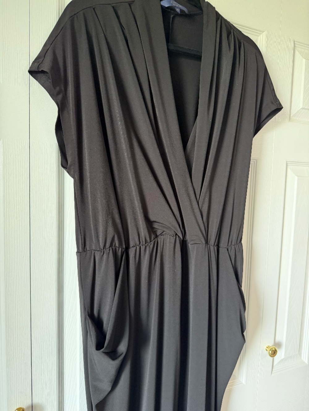Rachel Roy Black Draped Jumpsuit 0X Wide Leg Stretch Chic